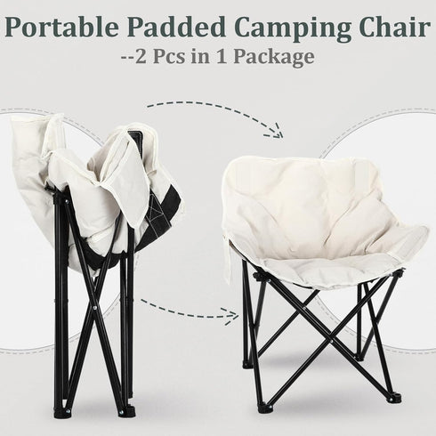 1 Pack Redbaker Padded Camping Chair Oversized Portable Fishing Lawn Chair Light Weight Camp Outdoor with Padded Seats