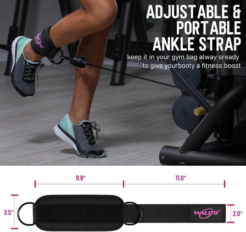 WALITO Gym Ankle Straps for Working Out, Glute Ankle Cuff Kickback Strap for Women, Gym Cable Machine Accessories