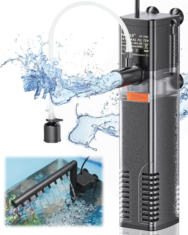 Pawfly Internal Aquarium Filter, 160 GPH Water Pump, Quiet Submersible Bio Sponge Filter