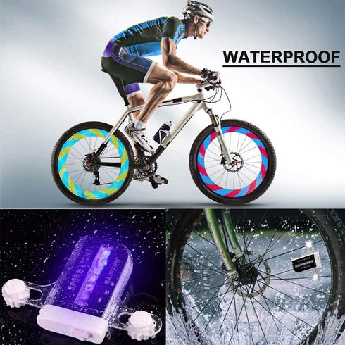 Solhice 2 Tire Rechargeable LED Bike Wheel Lights, Waterproof Bicycle Spoke Lights, 30 Patterns for Night Riding