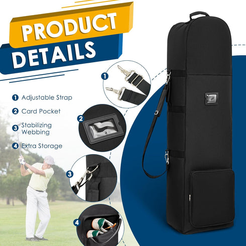 Golf Travel Covers for Airlines - Soft Foldable Club Travel Bags with Detachable Shoulder Straps