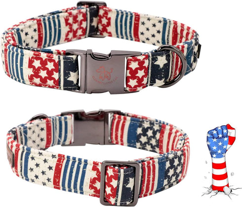 Elegant Little Tail Independence Day Dog Collar, July 4th American Flag Bowtie Collar for Small Dogs, Holiday Pet Gift