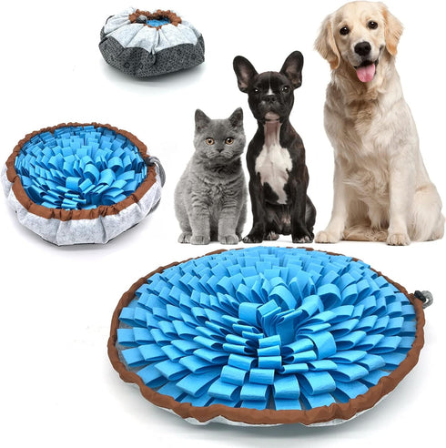 Dog Snuffle-Mat Slow-Feeder-Bowl - Simulating Grassland for Boredom, Encourages Natural Foraging Skills