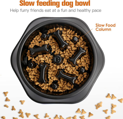 UPSKY Slow Feeder Dog Puzzle Bowl, Interactive Non-Slide Lick Treat Bowl for Small Medium Dogs, Black