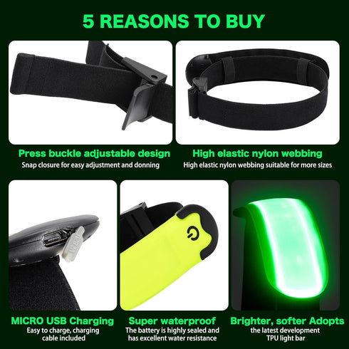 LED Armband Running USB Rechargeable, 2 Pack High Visibility Wristband for Runners, Joggers, Pet Owners, Cyclists