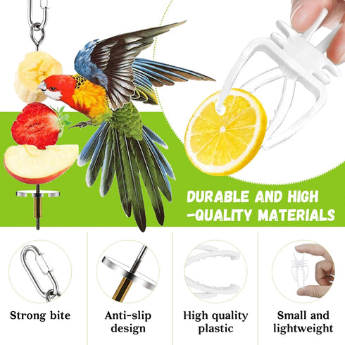 6 PCS Bird Treats Skewer, Parakeet Hanging Food Holder, Stainless Steel Fruit Vegetable Stick Holder, Cockatoo