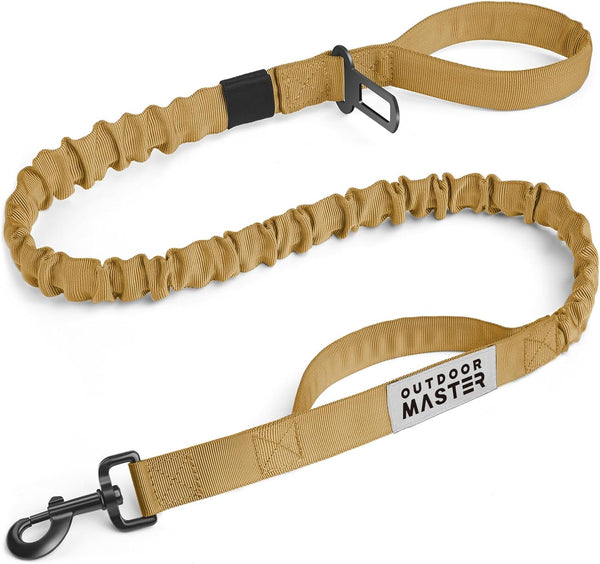OutdoorMaster Bungee Dog Leash, Heavy Duty Leash with Shock Absorption, 2 Padded Handles for Improved Safety and
