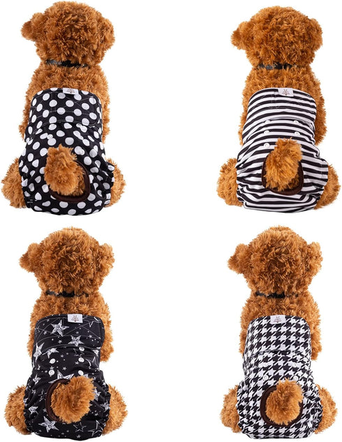 4 Pack FMG01L CuteBone Washable Female Dog Diapers Reusable Doggie Heat Diapers for Period