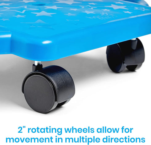 hand2mind Blue Indoor Scooter Board with Handles, Sit Down Floor Scooter, Gym Activities for Kids, Indoor Sport Recess