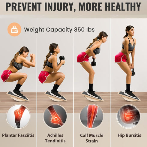 Professional Balance Board for Adults - Anti-Slip 350LBS Wobble Board for Physical Therapy Standing Desk Core Strength