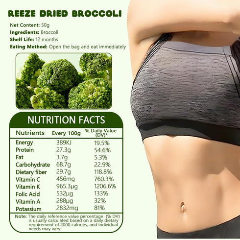 YJSLSQIYP 100% 1.76oz (50g) 50g Freeze-Dried Broccoli Crunch - Natural, No Additives | | Vegan, Non-GMO, Keto-Friendly