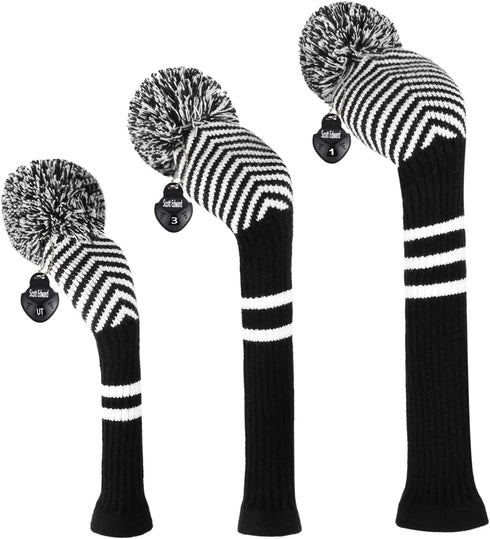 Scott Edward Golf Headcovers for Woods, Set of 3 Fits Driver(460cc), Fairway Wood, Hybrid(UT) for Golf Bag