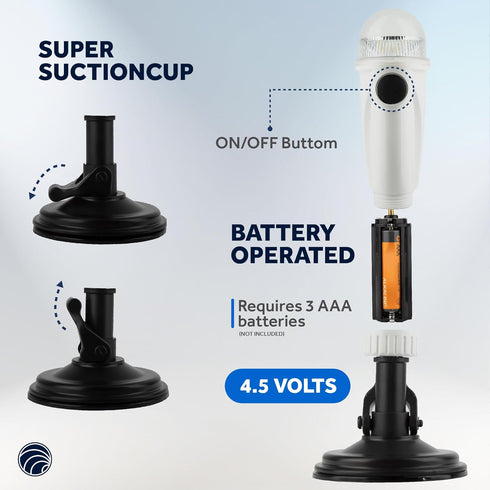 Five Oceans Kayak Lights, Battery-Powered LED Stern Lights for Night Kayaking with Suction Cup