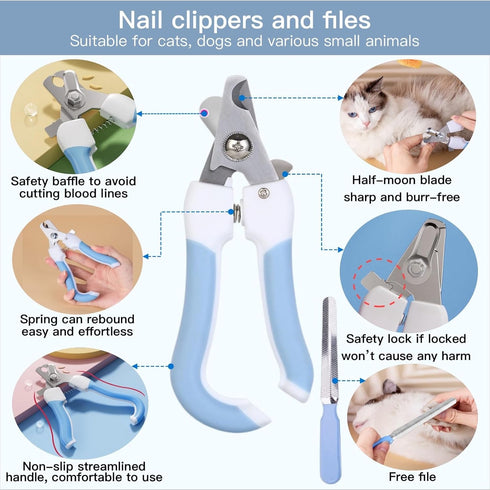 FleExplore Cat Grooming Kit & Puppy Grooming Kit, Including Cat Washing Kit,Nail Clippers For Cats,Special Silicone