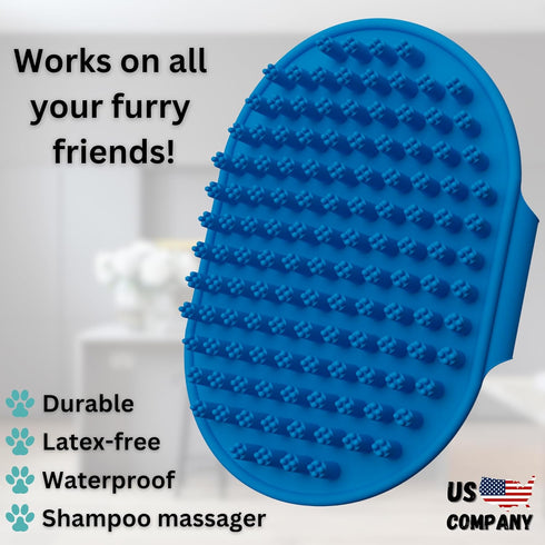 Dog Bath Brush - Silicone Grooming & Shedding Brush for Dogs & Cats, Pet Hair Removal Tool for Deep Clean & Massage