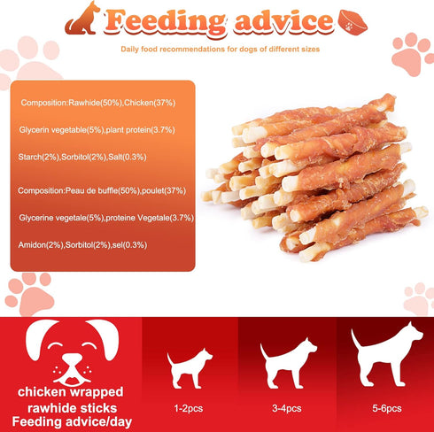 2lb Chicken Wrapped White Rawhide Sticks Dog Treats Puppy Training Snacks Dog Chews Treats