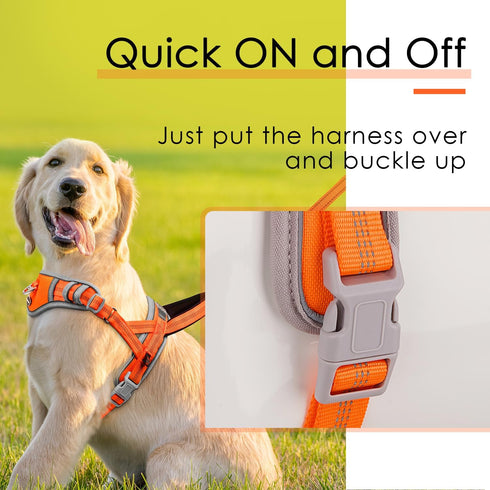 ADVENTUREMORE No Pull Large Dog Harness with QR Code Tag, Adjustable Reflective Vest for Training Walking XL