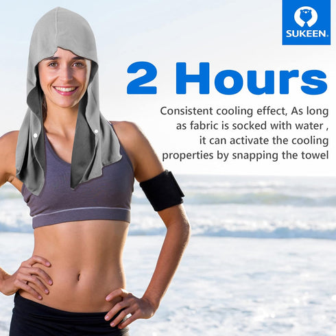 Sukeen Cooling Hoodie Towel, Absorbent Quick-Drying Cooling Towels for Neck and Face, UV Sun Protection