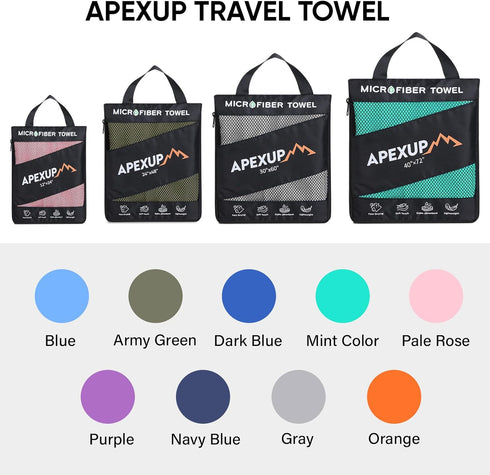 Swimming (24"12", APEXUP Microfiber Travel Towel, Ultra Absorbent Quick Dry Towels, Lightweight Gym Sports Camping