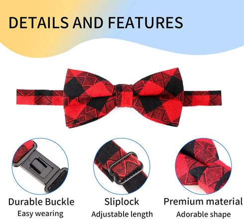 Segarty 6 PCS Dog Bow Tie, Holiday Grooming Bulk Bows for Pet Puppy Photography, Cute Plaid Patterned Gift