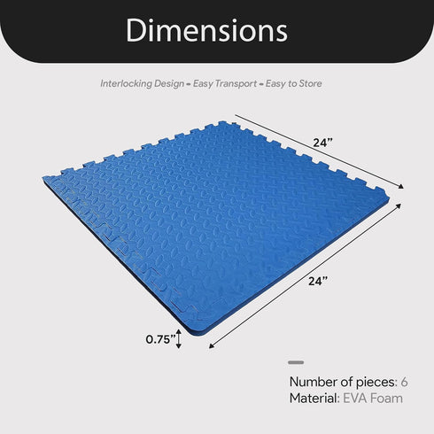 BalanceFrom 3/4' 24 24 3/4 24 6 Puzzle Exercise Mat Thick, EVA Interlocking Foam Floor Tiles for Home Gym, Mat for Home