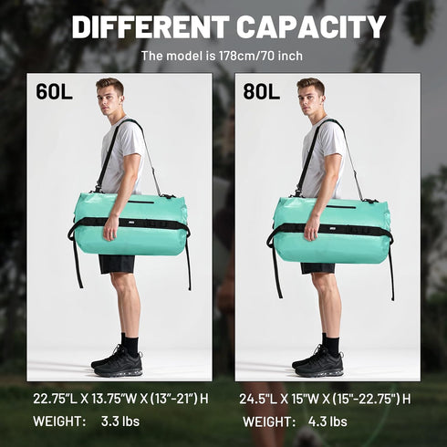 Backpack 60L/80L MIER Waterproof Duffel Bag Motorcycle Dry Bag Large Roll-Top Heavy Duty Dry Duffle Bags for Kayaking