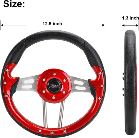 Roykaw Golf Cart Universal Steering Wheel for EZGO RXV TXT, Club Car DS Precedent, Yamaha G29 Drive