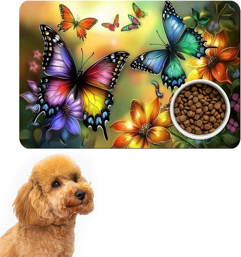 HEAKIERG Pet Bowl Mats for Food and Water Cat Dog 19.6"x24", Cat Play