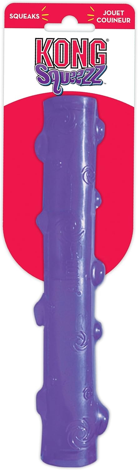 KONG Squeezz Stick - Strong Squeaky Dog Toy, Squeaks Even if Punctured, For Large Dogs