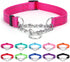 Martingale Dog Collar with Stainless Steel Chain, Reflective Adjustable Collar for Medium Large Dogs (S, Pink)