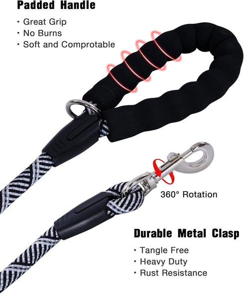 Long Dog Leash with Reflective Threads, 15FT 20FT 30FT 50FT Heavy Duty Bungee for Small Medium Large Dogs, Shock