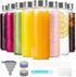 Luxfuel Glass Water Bottles with Lids 16 oz, 8 Pack Reusable Juice