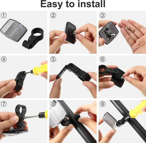 Maitys 6 PCS Bike Front and Rear Reflectors Kit, Safety Warning Reflectors for Handlebar and Night Cycling