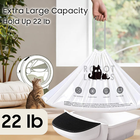 AWoHH 120 Draw-Pack 5/4/3 25.2 15.7 Tidy Automatic Litter Box Bags Cat Litter Box Robot Model Waste Bags, Tear-free