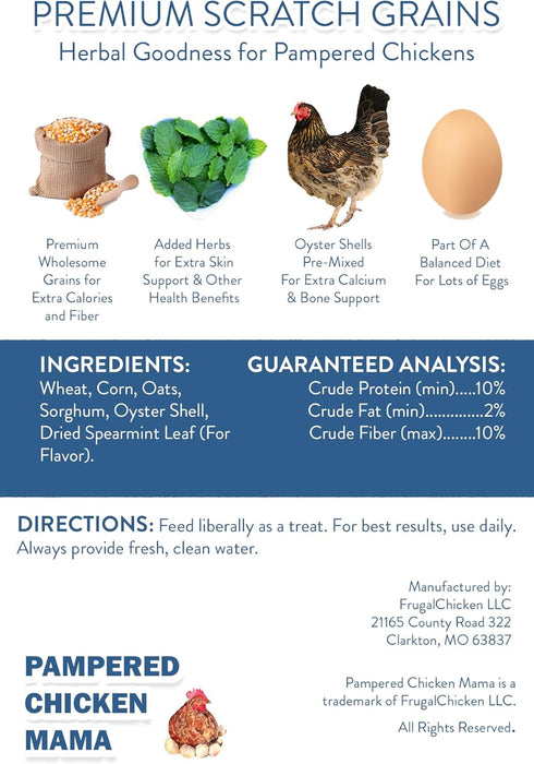 (10 Pampered Chicken Mama Premium Scratch Feed Treat - High Protein & High Calcium All-Natural Backyard Chicken Grower