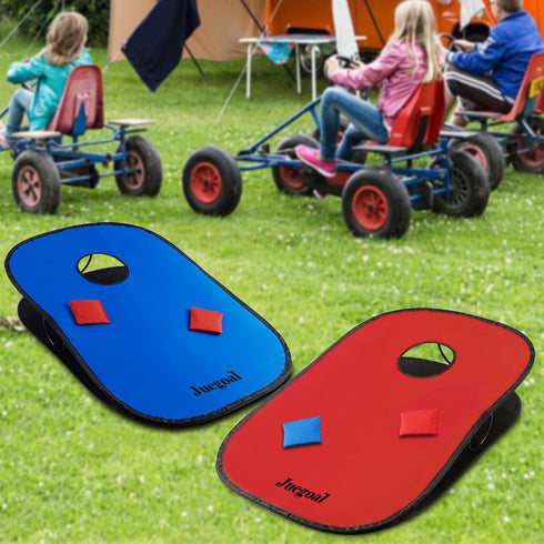 3x2ft Set 2 10 Juegoal Collapsible Portable Cornhole Game with Cornhole Boards, Bean Bags, Carrying Bag, and Tic Tac