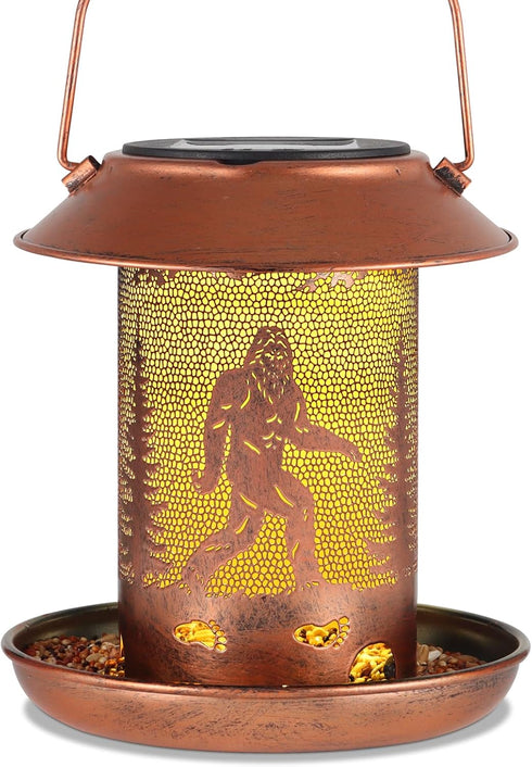 Bird Feeders for Outdoors, Solar Lanterns Waterproof Bigfoot Hanging Garden Decor for Yard, Patio, Lawn (Sasquatch