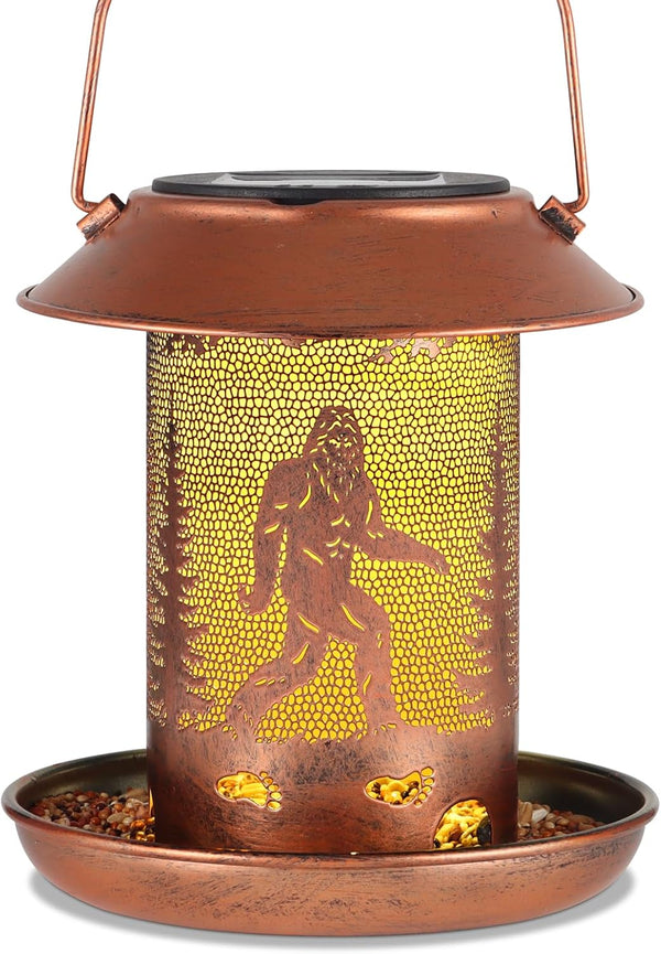 Bird Feeders for Outdoors, Solar Lanterns Waterproof Bigfoot Hanging Garden Decor for Yard, Patio, Lawn (Sasquatch