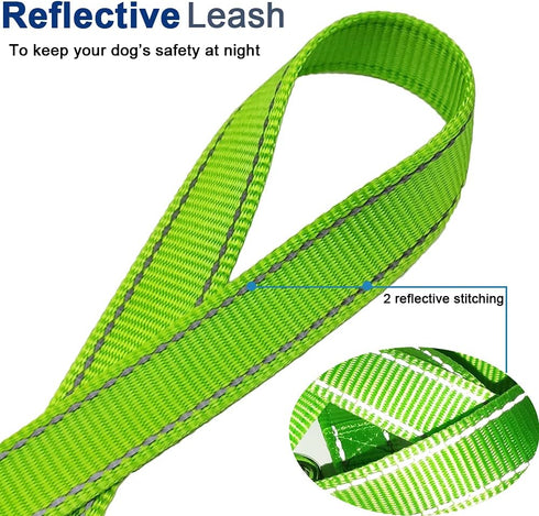 Tie Out Dog Leash, 6FT Nylon 1" Wide Reflective Thick Lead for Medium Large Dogs Indoor Outdoor Camping Green