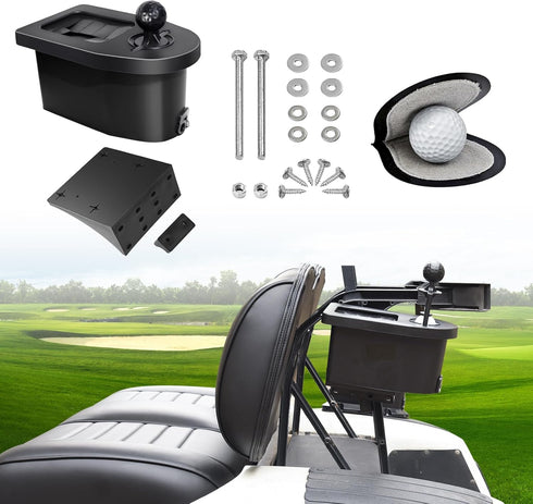 Golf Cart Ball Washer and Club Cleaner Kit with Side Bracket, Universal & Detachable for EZGO, Club Car, Yamaha