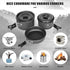 Lixada Camping Cookware Mess Kit, 10pcs Non-Stick Lightweight Stackable Pot Pan Bowls with Storage Bag for Hiking