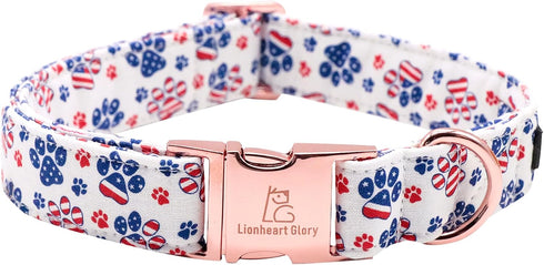 Lionheart Glory American Flag Dog Collar, Heavy Duty Adjustable Patriotic Dog Collar for Small Dogs, Independence Day