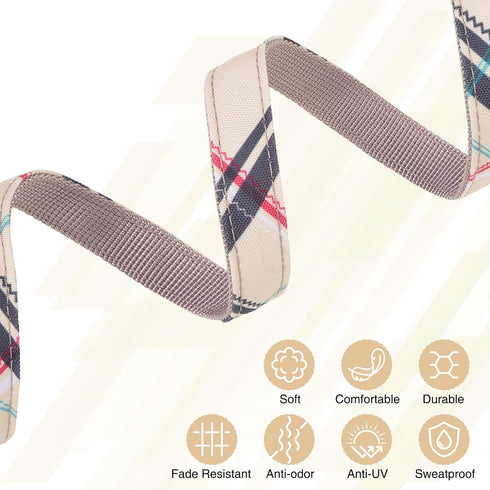 Small Dog Collar and Leash Set, Adjustable Pet Collar for Medium Dogs, 5FT Nylon Leash, Beige M, for Chihuahua, Yorki,