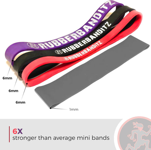 Rubberbanditz Extra Thick Booty Bands for Glutes and Legs Workouts - 5 Mini Resistance Band Sizes 5-100 lbs