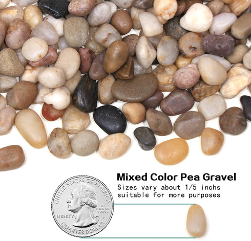 5lb Pea Gravel for Plants, 1/5 Inch Small Pebbles for Aquarium, Fish Tank, Terrarium, Succulent, Mixed Color