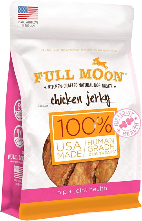 Healthy All Natural Full Moon Chicken Jerky Dog Treats for Hip and Joint, 12 oz, Human Grade