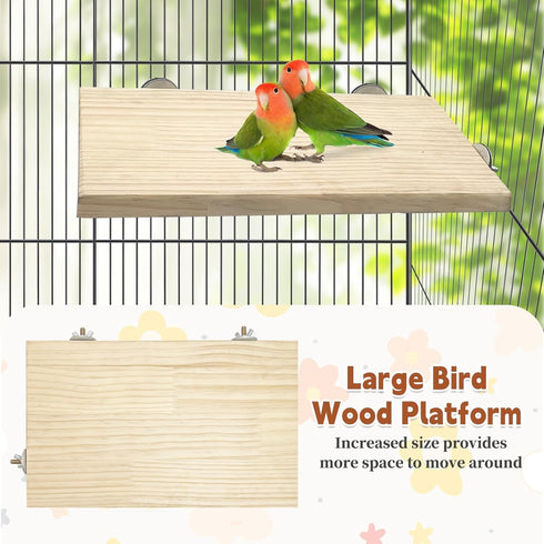 11.8 7.8 Inches 2 kathson x Large Bird Perch, PCS Natural Wooden Parrot Stand Platform, Parakeet Rectangle Stand Perch