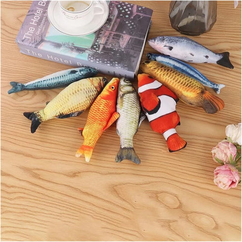 Genrico Cat-Teasing Toys Fish Tear-Teasing Cat Chew Plush Supplies Pet(Salmon)