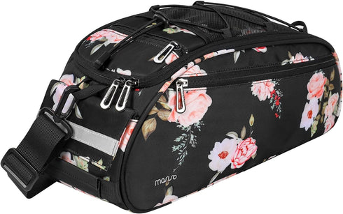 MOSISO Waterproof Bike Rack Bag, Peony Bicycle Trunk Pannier Rear Seat Bag for Cycling