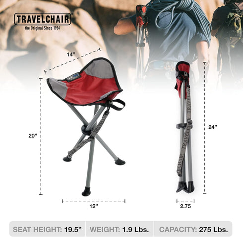 Travel Chair Slacker Tripod Chair for Camping, Lightweight Chair, Adjustable Carry Strap for Easy Transport | Oversized